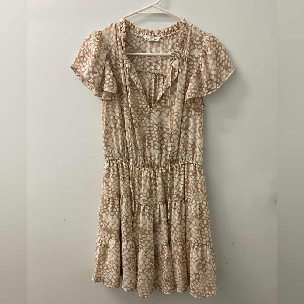 Cream Ruffled Tie Front Sundress